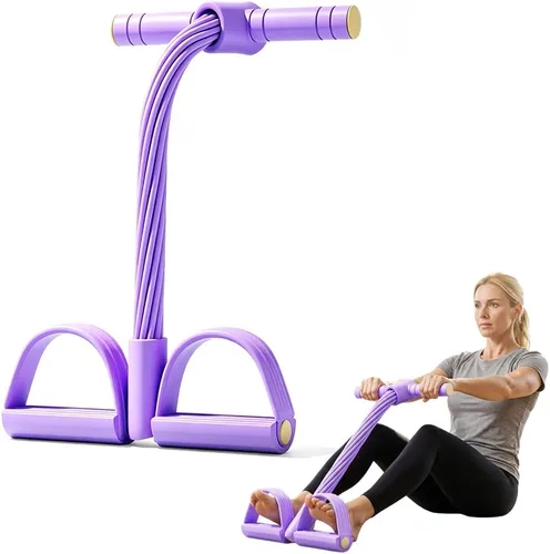 Miniatura 10 de 21 bandas de resistencia de fitness, 4 tubos de pedal de tobillo, banda de resistencia con mango, dispositivo de resistencia de pedal desmontable
