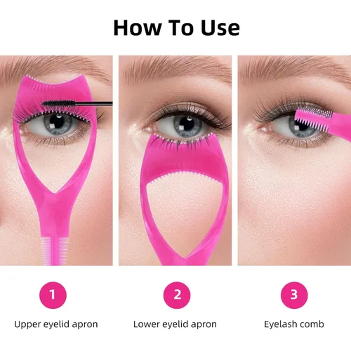 Miniatura 3 de WLLHYF 3 Pack Mascara Shield Guard Makeup Eyelash Buddy 3 in 1 Eye Lash Applicator Tool Beauty Cosmetic Mascara Separator Comb Plastic Lashes