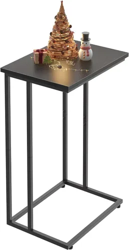 Miniatura 10 de Innerjoin Mesa auxiliar ancha en C, mesa de sofá C con marcos de metal, mesa auxiliar pequeña para sofá y cama, mesa C retro para computadora