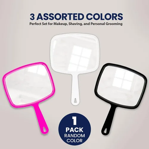 Miniatura 2 de DecorRack 3 espejos de mano grandes, espejo multiusos con agujero para colgar en el mango, ideal para viajes, maquillaje, escritorio, aseo y Paquete