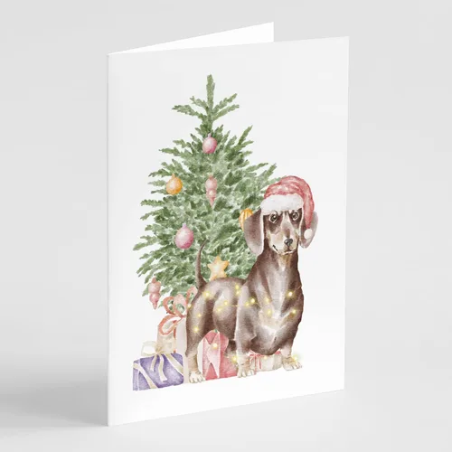 Miniatura 27 de Caroline's Treasures CK8213GCA7P Bulldog, Bulldog Inglés #2 - Tarjetas de felicitación y sobres de árbol de Navidad, paquete de 8 tarjetas en blanco