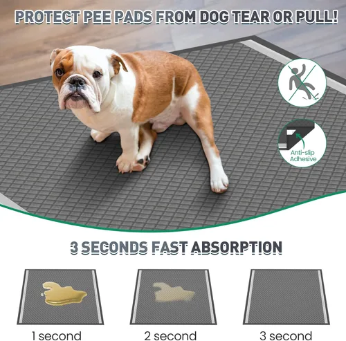 Miniatura 5 de Boscute Almohadillas de carbón para cachorros con control de olores, almohadillas de entrenamiento de mascotas a prueba de fugas con cinta adhesiva