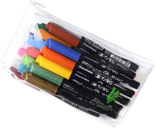 Miniatura 3 de Fudebiyori Fude - Bolígrafo de pincel, paquete de 2 (CBK-55ME/6V, CBK-55/12V), juego de 18