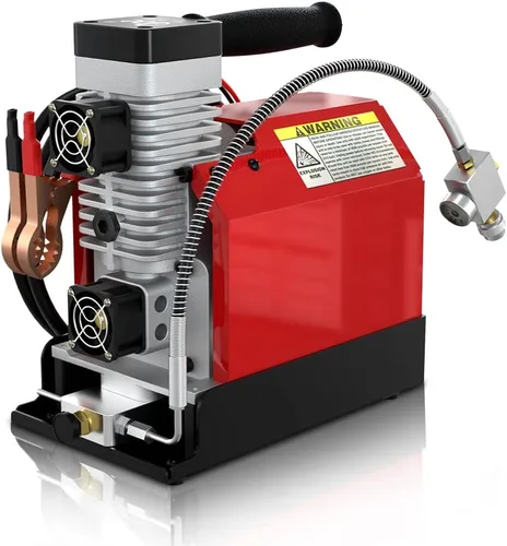 GX PUMP CS2 - Compresor de aire portátil PCP, 4500 Psi/30 Mpa, sin aceite, alimentado por automóvil 12 V CC o 110 V CA con adaptador (incluido),