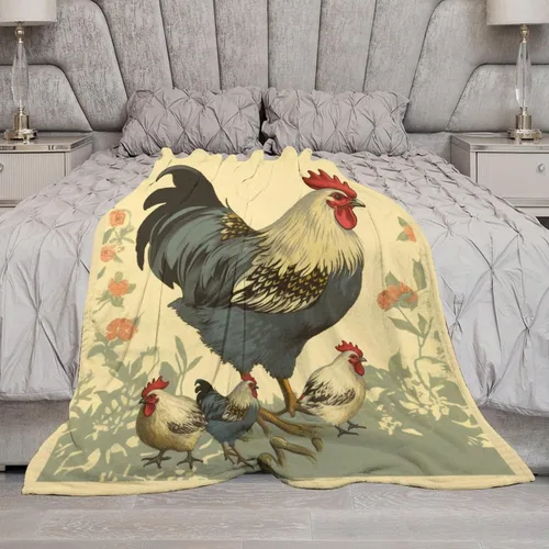 Miniatura 6 de Manta de gallos orgánica de forro polar de pollo de 30 x 40 pulgadas, manta de franela para sofá, cama para adultos, niños, adolescentes, regalo