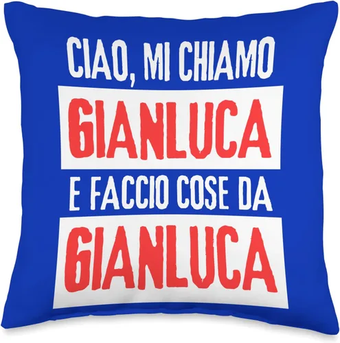 Gianluca Idea Regalo Personalizzata con Nome Ciao Sono Faccio Cose Da Gianluca Personalizzato - Almohada personalizada, 16 x 16 pulgadas, multicolor