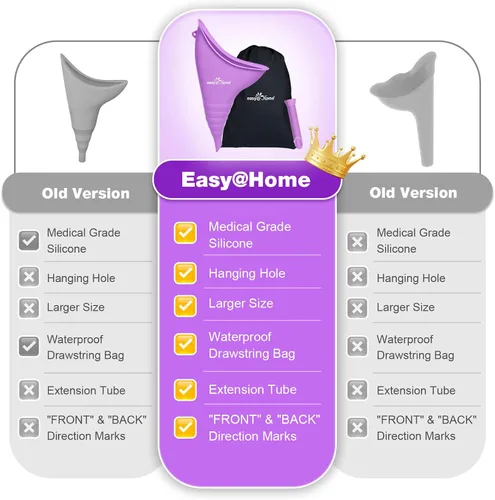 Miniatura 2 de Easy@Home Dispositivo de micción femenina portátil para mujeres: Embudo de orina de silicona femenina para orinar para orinar taza reutilizable