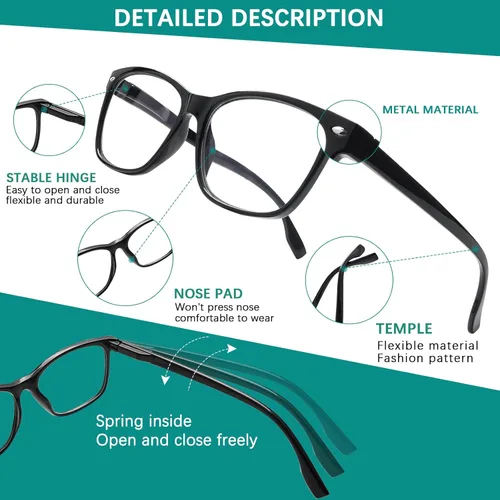 Miniatura 5 de Paquete de 3 lentes de lectura progresivos multienfoque para mujeres y hombres, bloqueo de luz azul, bisagras de resorte multienfoque, lectores