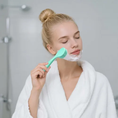 Miniatura 6 de Paquete de 2 cepillos exfoliantes de silicona para la cara, cepillo manual de limpieza facial manual, limpiador de puntos negros, cerdas suaves