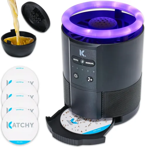 Miniatura 10 de Katchy Trampa para insectos enchufable para interiores, atrapa moscas para mosquitos, jejenes, moscas de la fruta y polilla pequeña, luz azul, sin