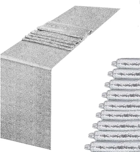 Miniatura 37 de JYFLZQ Camino de mesa de lentejuelas negras de 12 x 72 pulgadas, manteles de mesa de tela con lentejuelas negras brillantes - Caminos brillantes