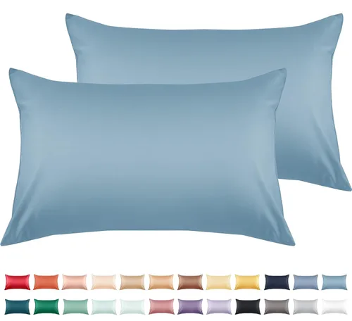 Warmstar - Juego de 2 fundas de almohada de algodón tamaño estándar, 600 hilos, fundas de 20 x 26 pulgadas, algodón suave de fibra larga Placid Blue