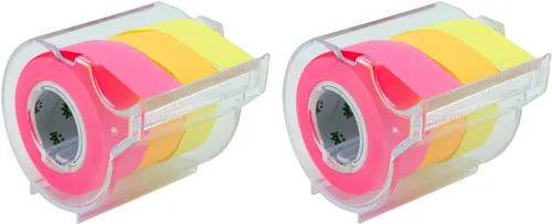 Miniatura 11 de Rollo de notas adhesivas 4A, 2 rollos adhesivos completos con dispensador y 2 rollos de recambio, 0.4 x 315 pulgadas, 5 colores brillantes, cinta 2