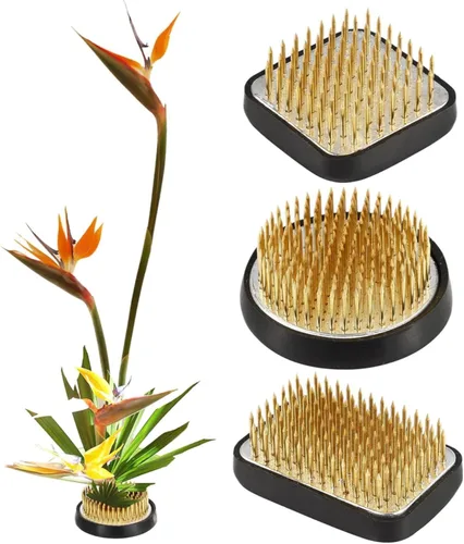 Juego de 3 ranas de flores japonesas Ikebana Arreglo floral Kenzan, 2.4 pulgadas redonda rana floral moribana + 1.6 pulgadas cuadrado Ikebana 3