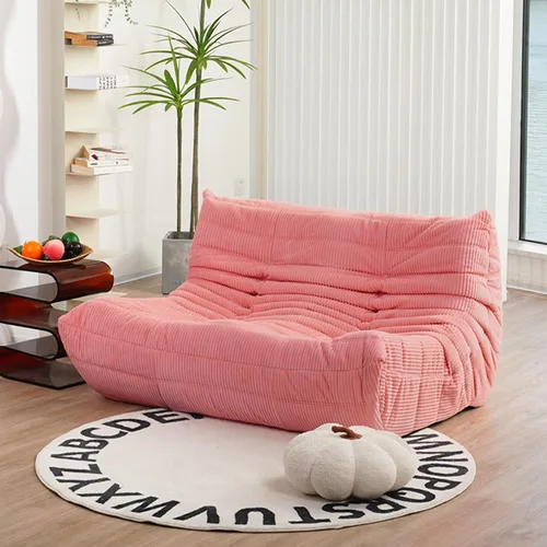 N&V Fireside Sofá de dos plazas, Sofá de Piso Tamaño Twin de Mediados de Siglo sin Brazos, Silla Lounge de Piso de Pana Premium Suave, Silla de