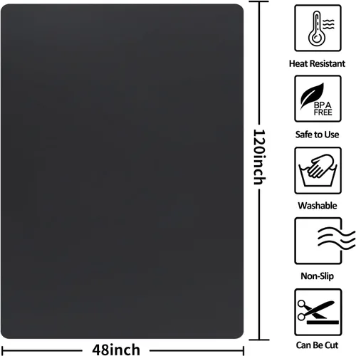 Miniatura 2 de Tapete de silicona extra grande, tapete de silicona para encimera de cocina, isla, mesa de comedor, protector de encimera, tapete resistente al Negro