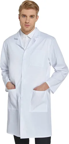 Miniatura 2 de VOGRYE - Abrigo de laboratorio profesional para mujer y hombre, manga larga, blanco, unisex, XXS-4XL