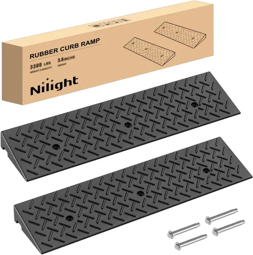 Miniatura 9 de Nilight Rampas de Bordillo de Elevación de 1.6", Rampa de Umbral de Entrada de Goma Resistente para Aceras, Automóviles, Cortacésped, Sillas