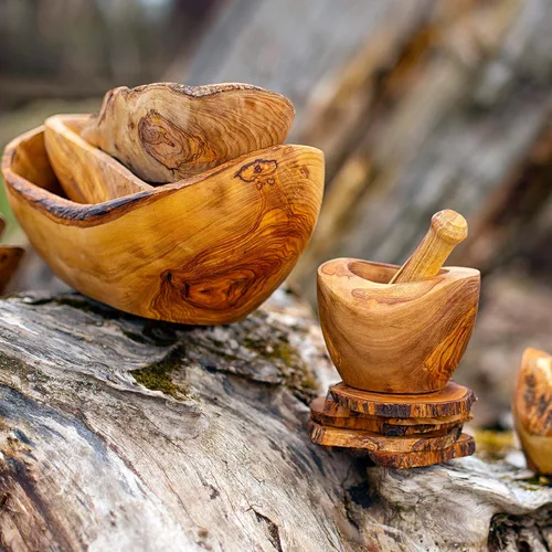 Miniatura 7 de Forest Decor Olivewood - Juego de mortero y maja - Molinillo de madera de primera calidad para hierbas y especias - Accesorios esenciales de cocina