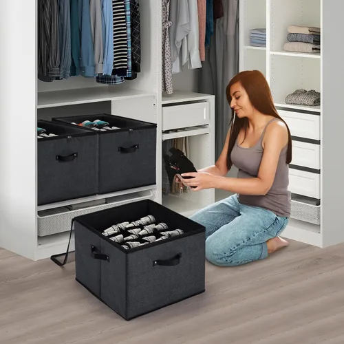 Miniatura 6 de Mayniu Paquete de 2 organizadores de zapatos - Caben 32 pares, grandes cajas de almacenamiento de zapatos, cubos con mangos reforzados, organizador