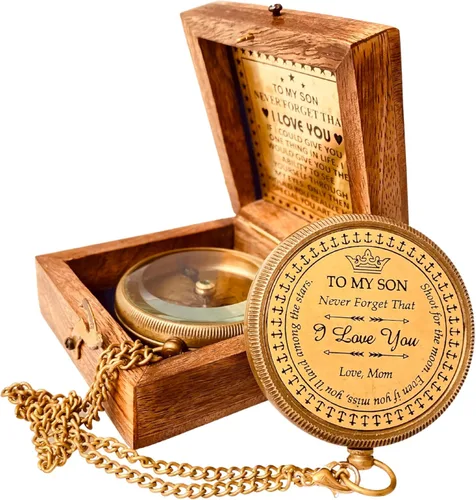 Regalo para hijo de mamá y papá | Brújula grabada de 5 cm - Regalos del padre al hijo, regalos de mamá al hijo para graduación 2025, bautizo,