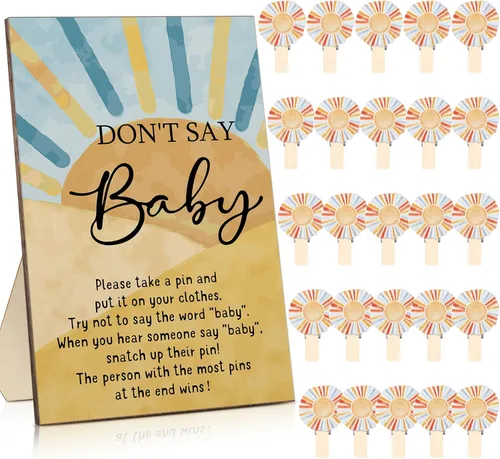 Miniatura 21 de Unittype 51 Piezas No Digas Bebé Juego de Baby Shower Regalos Incluye Letrero de Baby Shower Tema Abeja y 50 Mini Pinzas de Ropa de Abeja para Niños