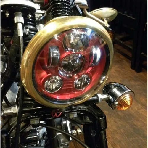 Miniatura 7 de 5-3/4 5.75 "LED motocicleta para hierro 883 Dyna Sportster Low Rider Triple Wide Glide proyector lámpara de conducción 1 unids (rojo)