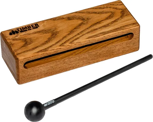Timber Drum Co. Instrumento musical de percusión Woodblock, 7 pulgadas, fabricado en Estados Unidos, incluye mazo, pies, madera maciza dura, tono de