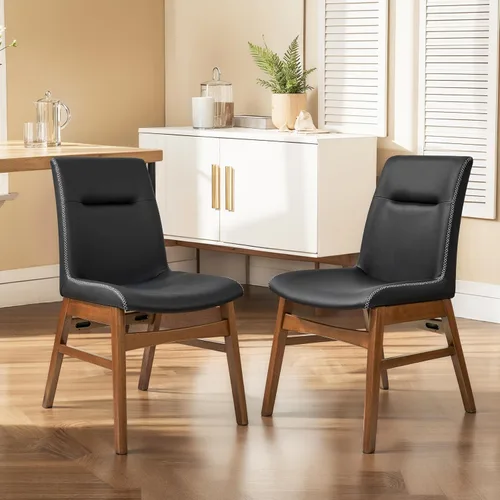 Miniatura 26 de SyMax Juego de 6 sillas de comedor de piel sintética con borde cosido, modernas sillas laterales de cocina de alta gama para dormitorio, sala