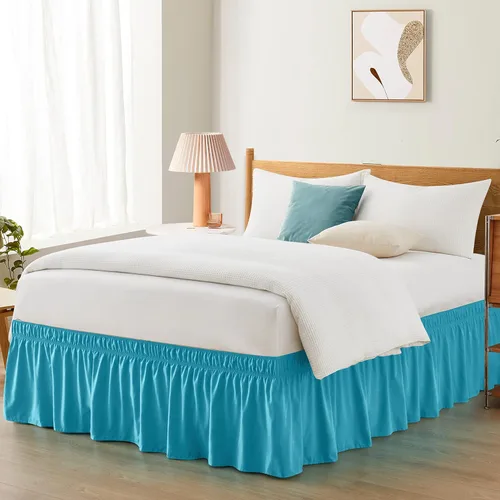 Miniatura 8 de Entisn Falda de cama ajustable negra para cama Twin y Twin XL - con caída entallada de 14 pulgadas, faldas de cama envolventes con cinturón elástico