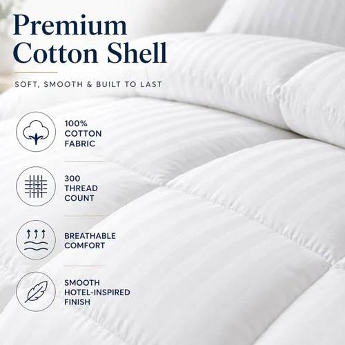 Miniatura 2 de Continental Bedding Affinity - Edredón alternativo de plumón, 100% algodón, funda de 300 hilos, relleno de edredón para todas las estaciones