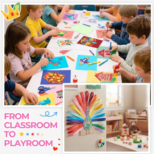 Miniatura 6 de Yahenda 500 piezas de papel de construcción de 12 x 18 pulgadas, varios colores, tarjetas ligeras a granel, papel de construcción de colores grandes