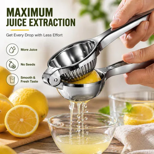 Miniatura 3 de TEZZ Exprimidor de Limón Premium, Exprimidor Manual Grande de Servicio Pesado para Limón, Prensa Manual de Cítricos de Metal, Herramienta de Bar