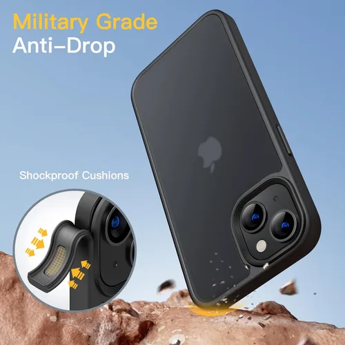 Miniatura 3 de JETech Funda mate para iPhone 14 de 6.1 pulgadas, a prueba de golpes, protección contra caídas de grado militar, cubierta trasera translúcida