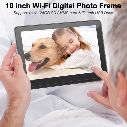 Miniatura 7 de kimire - Marco de fotos digital con WiFi, pantalla táctil de 1920 x 1080, compatible con unidad USB thumb y ranura SD, reproductor de música, reloj