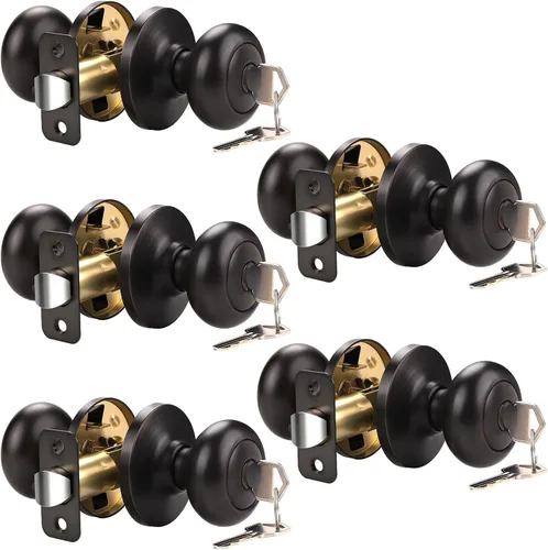 Miniatura 81 de KNOBWELL Paquete de 8 pomos de puerta de privacidad para baño y dormitorio, pomo de puerta negro mate con cerradura, cerradura de manija de puerta