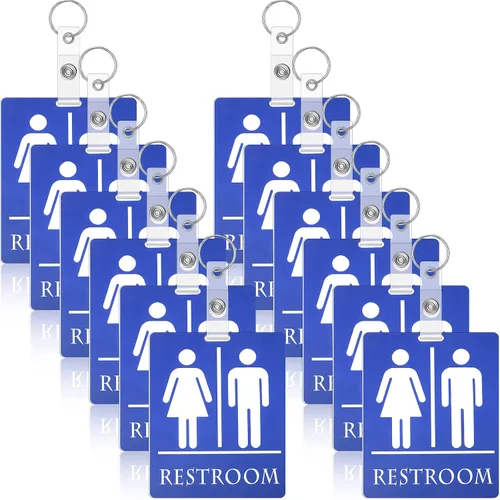 Miniatura 11 de Gersoniel 2 llaveros unisex para pase de baño, para aula, baño, pasillo, llave, con anillo para mujeres, hombres, negocios, restaurante, inodoro