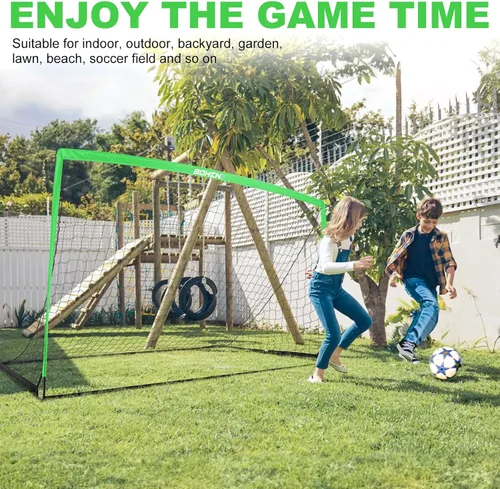 Miniatura 5 de BOHEN 9x5 FT Portable Metal Soccer Goal for Backyard, Steel Frame Soccer Net with Carry Bag, Fun for Outdoor Indoor Training Games for Kids and