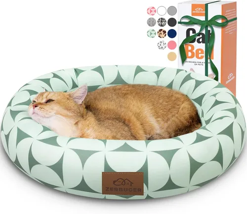 Miniatura 25 de Zerbuger Camas lavables de 20 pulgadas para gatos de interior, cama redonda en forma de dona para mascotas, para gatos, perros pequeños, cachorros