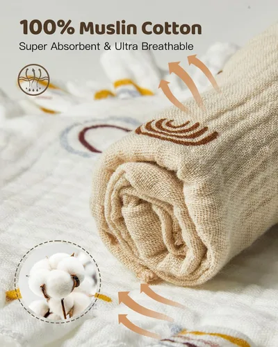 Miniatura 4 de Lictin Juego de 8 baberos de muselina para bebé - Baberos tipo bandana para babeo y dentición, de algodón unisex Lindo estampado