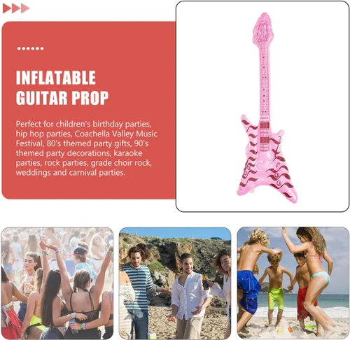 Miniatura 5 de Estrella de rock inflable de los años 80 y 90 decoraciones de fiesta inflables bajo eléctrico instrumentos musicales accesorios de guitarra inflable