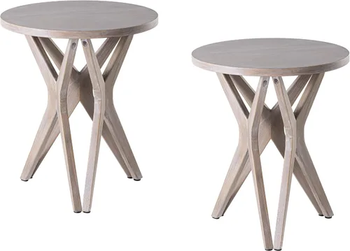 Miniatura 10 de Mesa auxiliar estilo rústico con pedestal, superficie envejecida con base de trípode, mesita de noche para sala de estar, moderna, decoración boho
