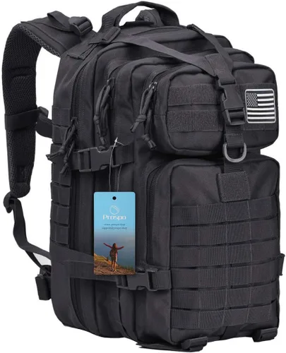 Prospo Mochila de hombro táctica militar de 40 litros para supervivencia escolar, mochila de pesca para almacenamiento de aparejos Negro
