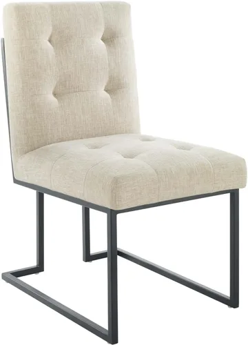 Miniatura 9 de Modway Privy Taburete tapizado de tela de acero inoxidable negro, beige
