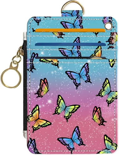 Miniatura 17 de Portafolios delgados con soporte para tarjeta de crédito, funda delgada de cuero PU con bloqueo RFID para viajes con ventana para ID, regalos