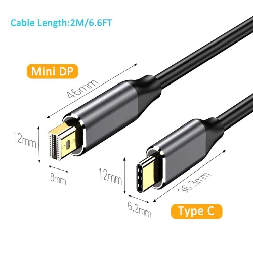 Miniatura 7 de Cable USB C a Mini DisplayPort, tipo C (Thunderbolt 3) a Mini DisplayPort 4K a 60Hz compatible con MacBook Pro/Air/iMac/Mac Mini/Surface a Mini DP