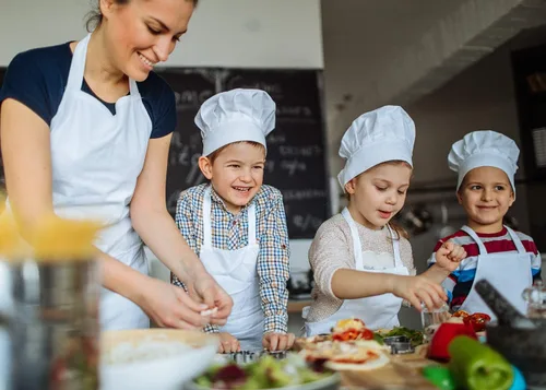 Miniatura 6 de ESHATO Sombrero de chef para niños, gorra de cocina de algodón elástico ajustable para niños