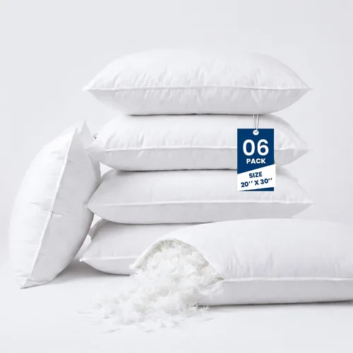 Miniatura 10 de Ryotei - Paquete de 12 almohadas alternativas de plumón estándar (20 x 26) – Funda 100% algodón T-235 – Almohada firme de calidad de hotel