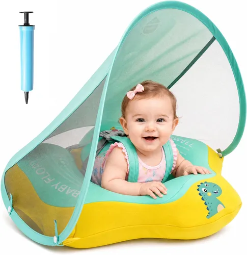 Miniatura 9 de Flotador de piscina para bebé con toldo UPF50+, cubierta de tela suave, flotadores para bebé con asiento de seguridad, flotadores para bebés de 6 a