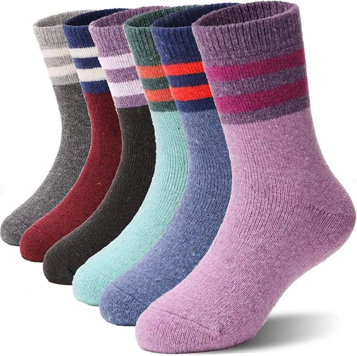 Miniatura 91 de ANTSANG Calcetines de Lana, Calcetines Térmicos Cálidos y Gruesos Tipo Crew Boot para Niños Pequeños, Niños y Niñas, 6 Pares